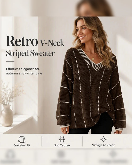 Casual Loose Fit Stripe Pullover Sweater