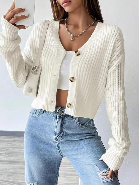 V-Neck Short Cardigan