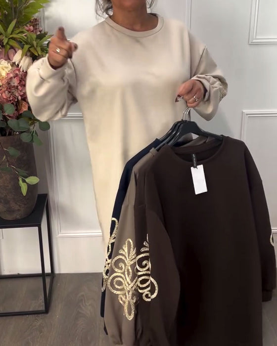 Round-Neck Loose-Fitting Dress