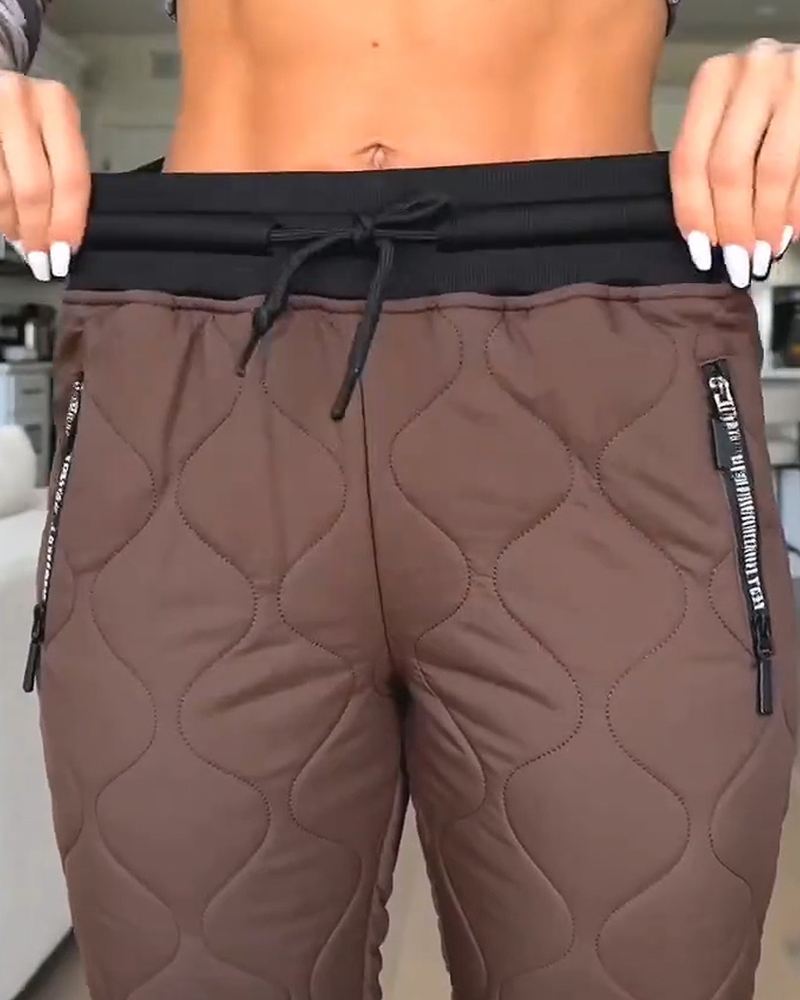 Quilted Hemmed Cotton Pants