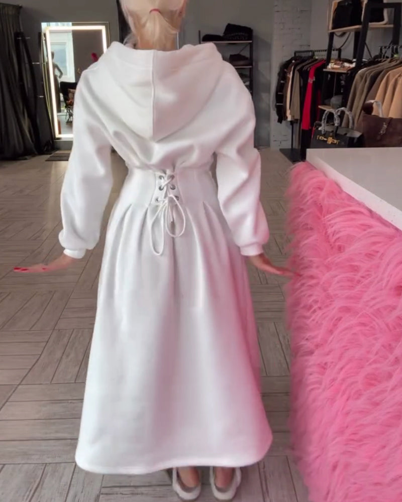 Fashionable Hooded Waist Dress