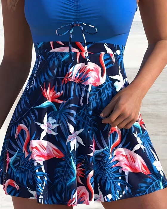 Flamingo Print Skirted Tankinis