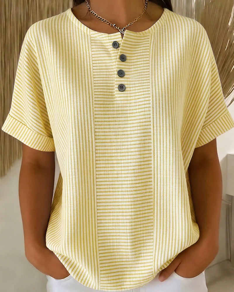 Round Neck Short Sleeve Blouse