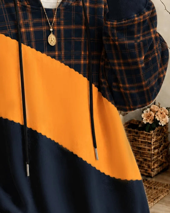 Hooded Contrast Relaxed Hoodie