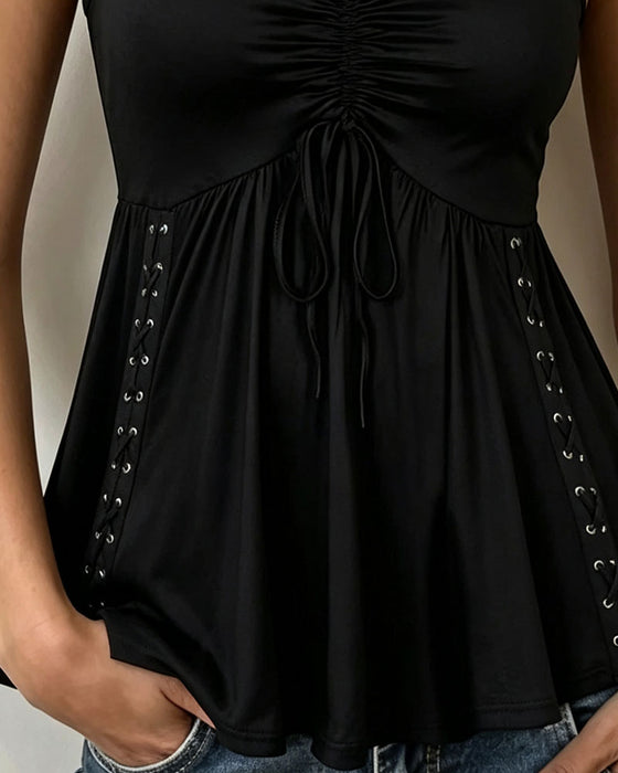 V-Neck Sleeveless Tie A-Line Tank Top