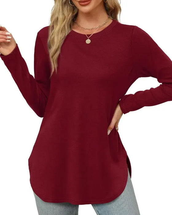 Solid Color Long Sleeve Top