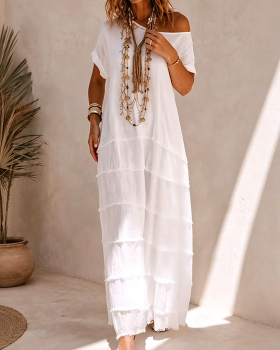 One Shoulder Solid Color Dress