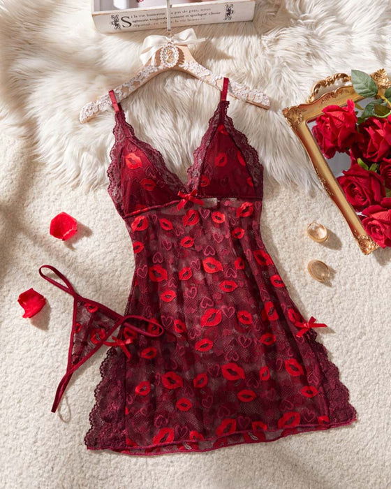 Lip Print Sleep Dress
