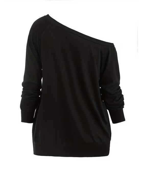 Stylish One-Shoulder Tie Blouse