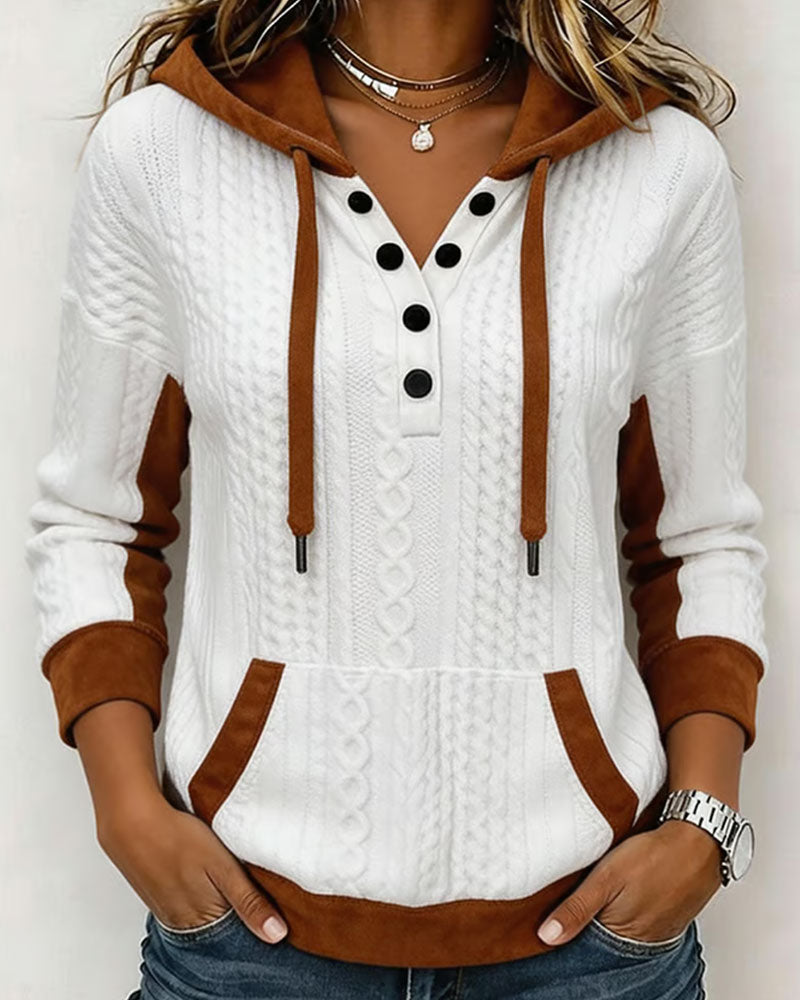 Long Sleeve Color-Block Hoodie
