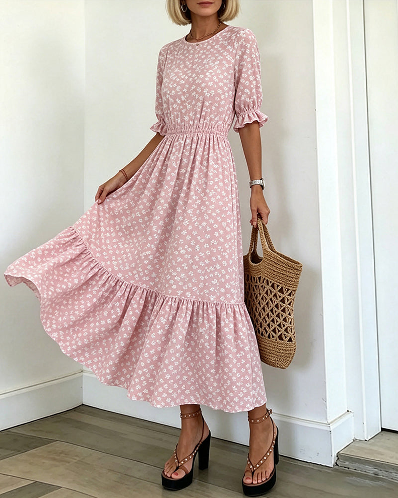 Round Neck Printed Dress