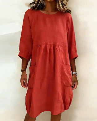 Three-Quarter Sleeve Loose Dress