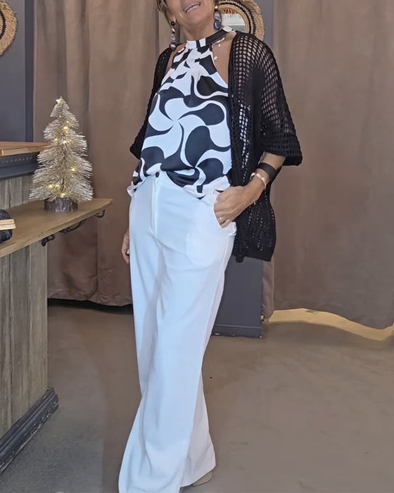 Halterneck Geometric Print Tank Top