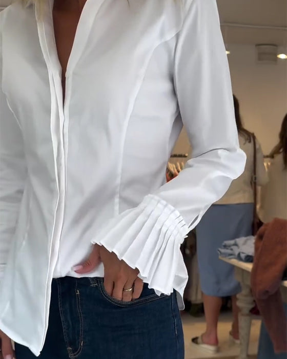 Flare Sleeve Casual Lapel Shirt