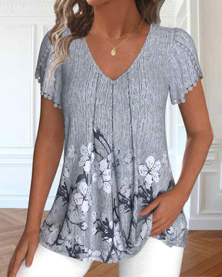 Short sleeve printed blouse
