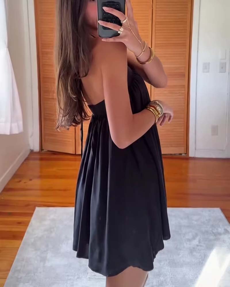 Halter Neck Strap Babydoll Dress