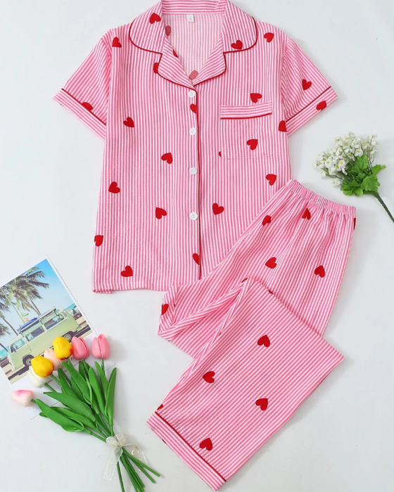 Heart Stripe Loungewear Set