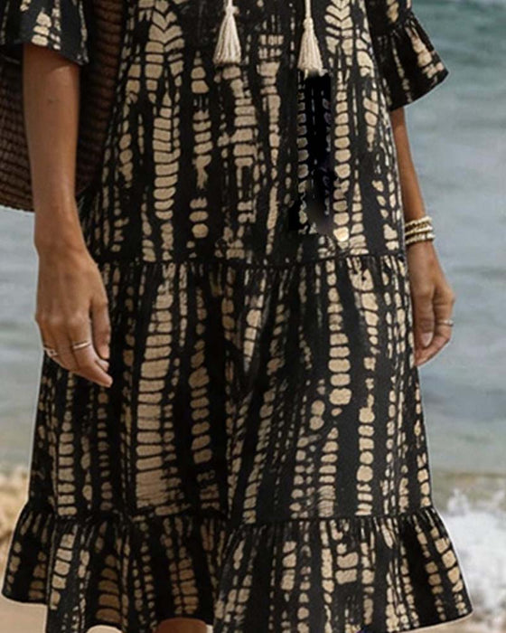 Casual V-Neck Print Dress