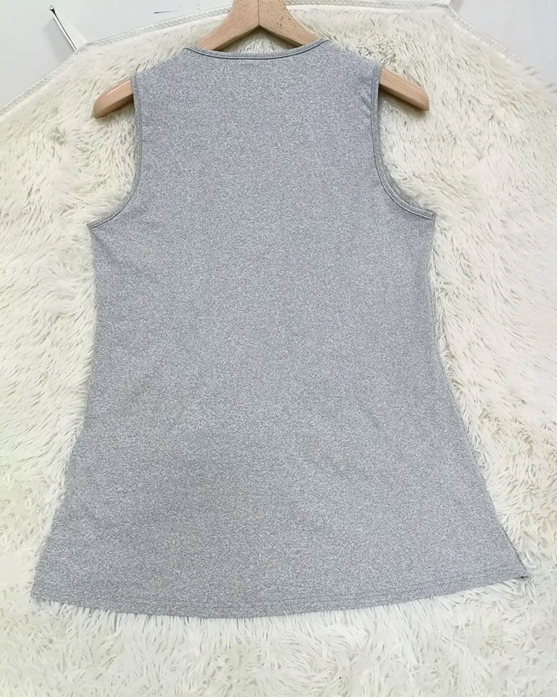 Solid Cross Hem Sleeveless T-Shirt