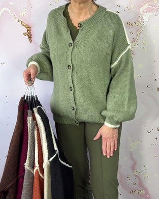 Solid Color Fashionable Long-Sleeved Casual Cardigan