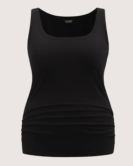 U-Neck Sleeveless Slim Fit Built-In Bra Tank Top