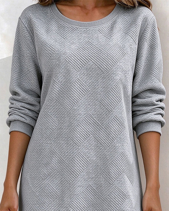 Geometric Embossed Sweatshirt Straight Dress