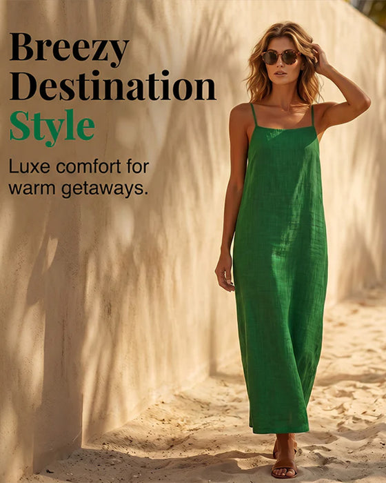 Solid Color Spaghetti Strap Maxi Dress