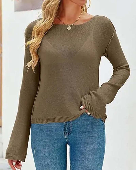 Solid Color Long Sleeve Pullover