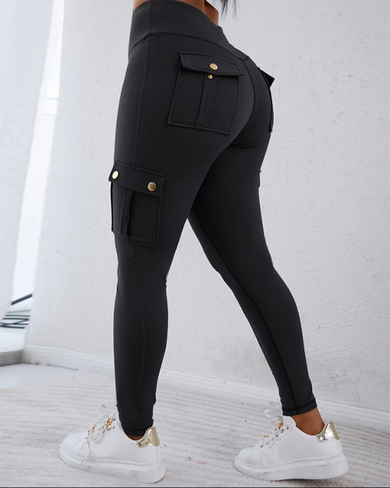 High waist quick dry pocket hip lift pants