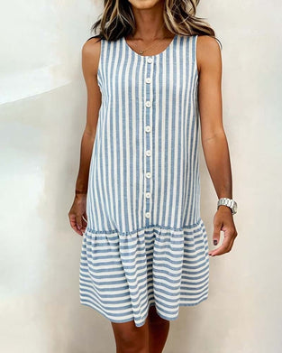 Sleeveless Striped A-line Dress