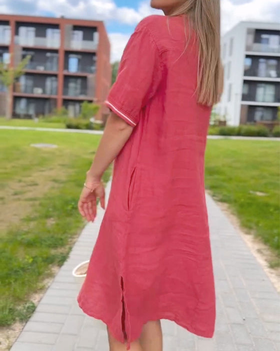 Lapel Button Casual Dress