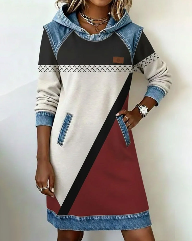 Color Block Long Sleeve Dress