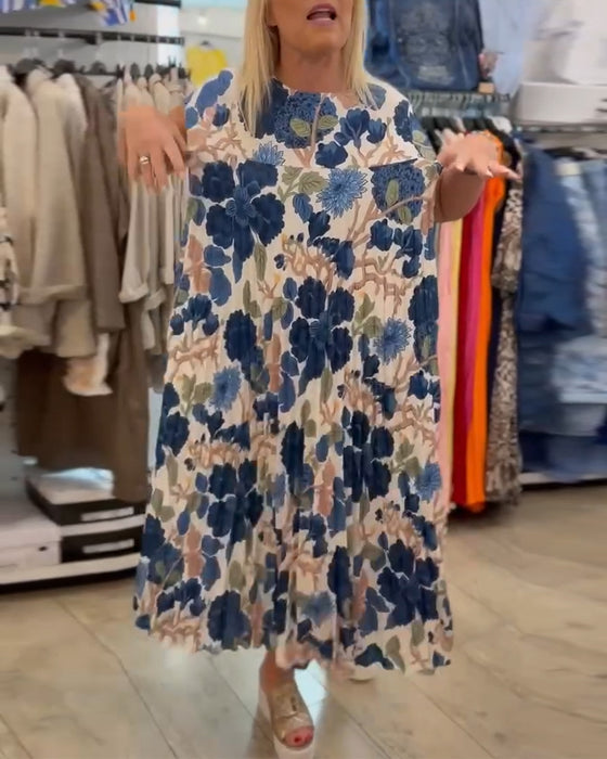 Round Neck Floral Print Elegant Dress