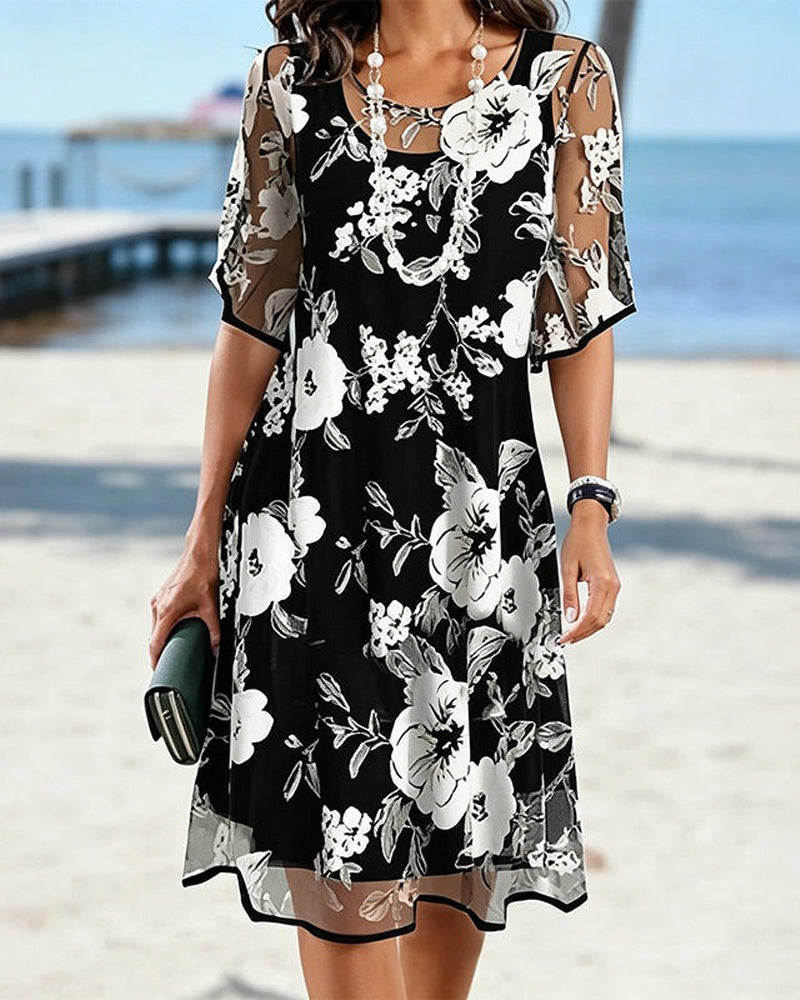 Round Neck Floral Dress