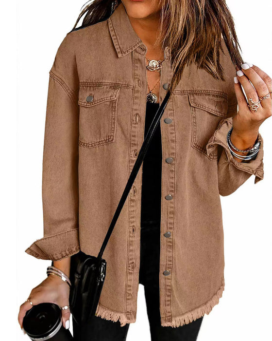 Frayed Hem Washed Shirt