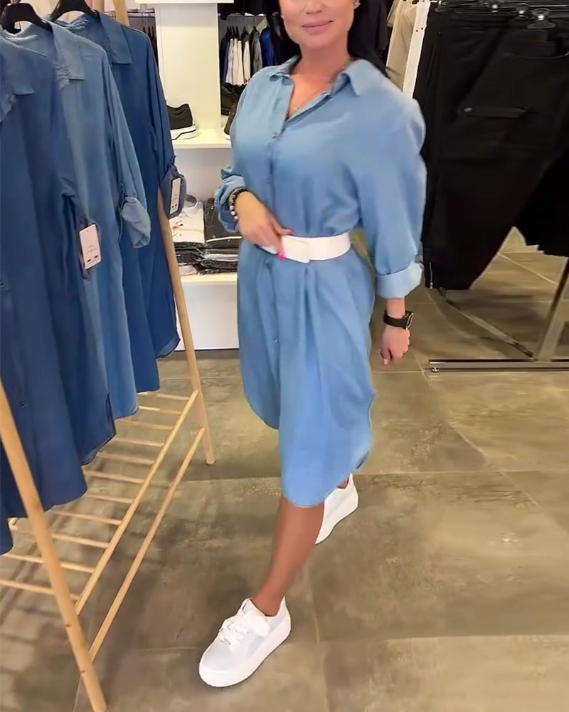 Lapel Long Sleeve Dress