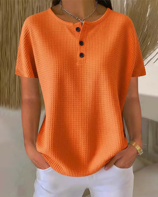Button-Down V-Neck Casual T-Shirt
