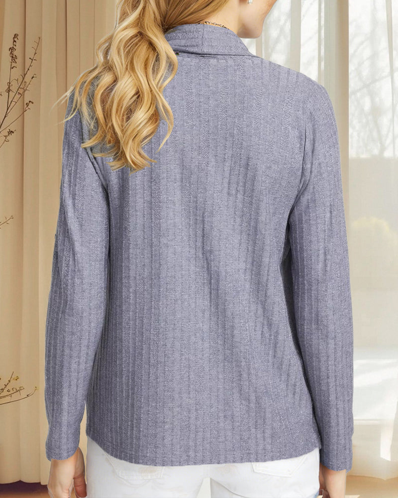 Scarf Collar Pit Strip Fake Two Piece Top