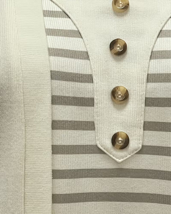 Mock Two-Piece Long Sleeve Striped Top