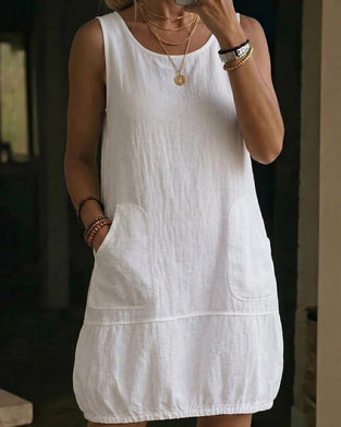 Sleeveless Loose Fit Solid Dress
