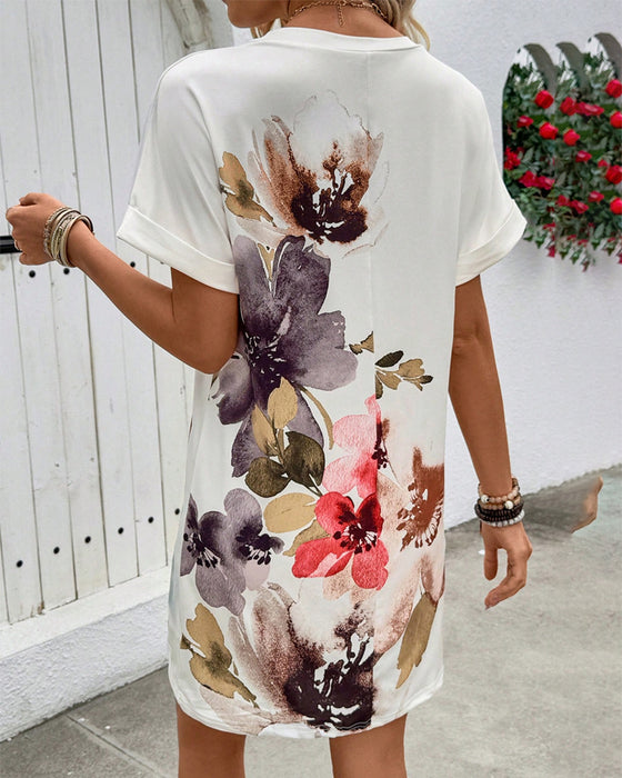 Versatile Casual Positioning Print Straight Dress