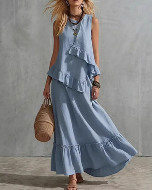 Sleeveless Design Casual Long Dress