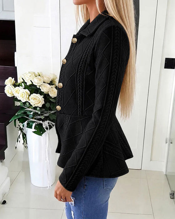 Button Casual Solid Coat
