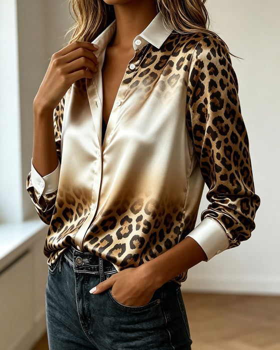Lapel Ombre Leopard Shirt