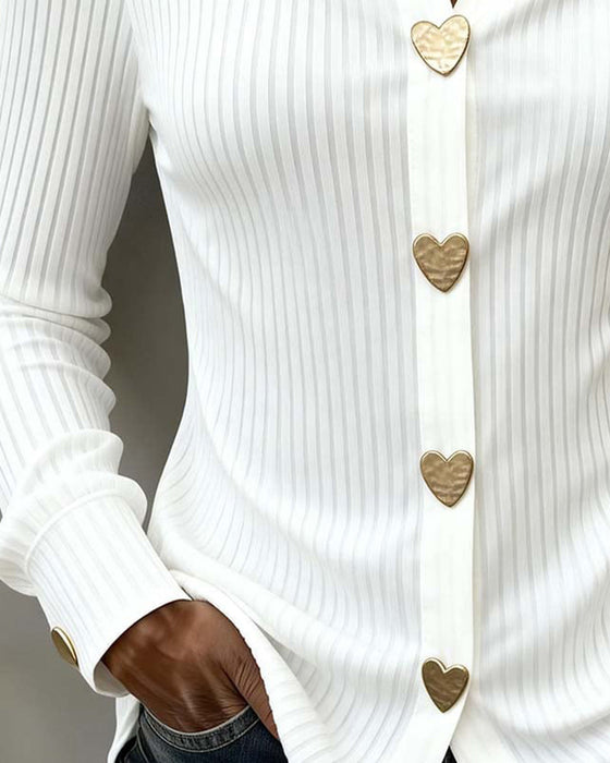 Heart-Shaped Button-Down Collar Shirt