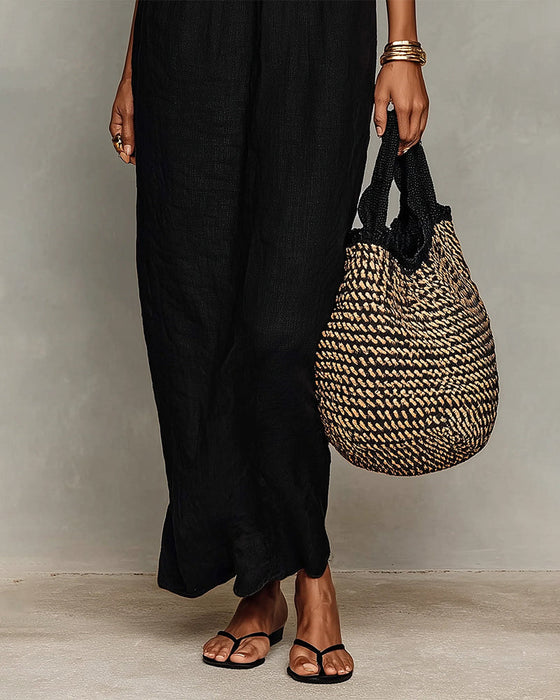 Contrast Color Straight Maxi Dress