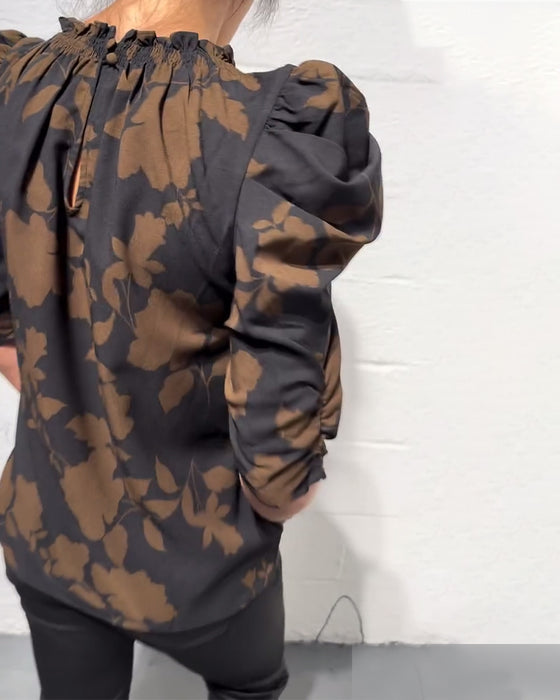 Puff Sleeve Ruffle Blouse