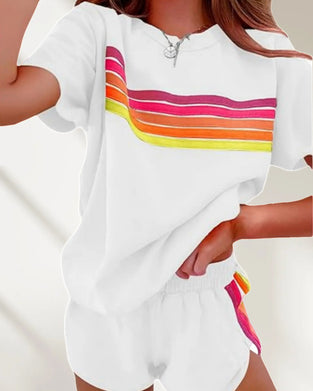 Casual Striped Two-Piece Set