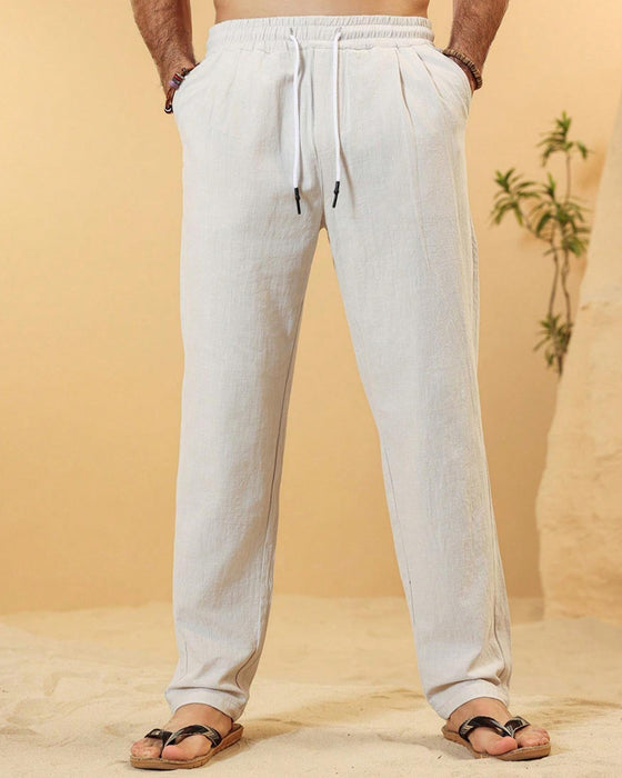 Elastic Waist Drawstring Tapered Pants