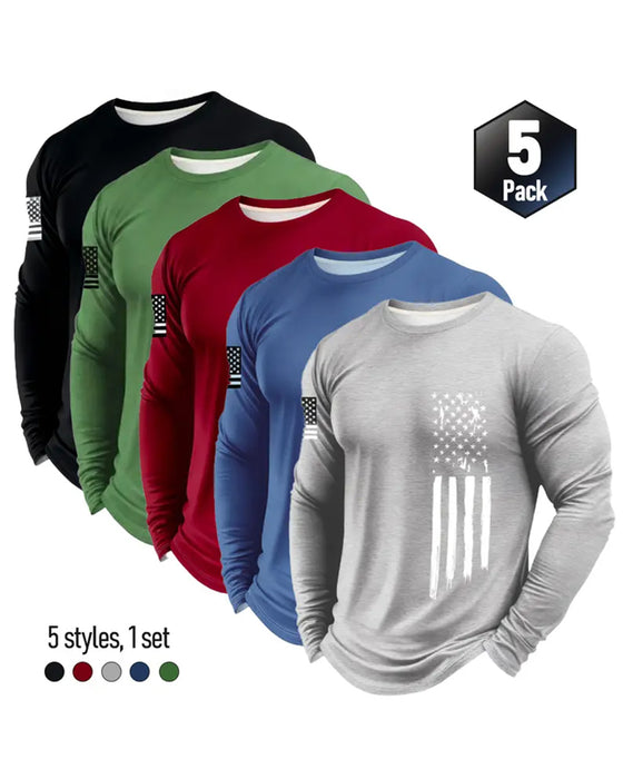 Men's National Flag Print Long-Sleeve Top